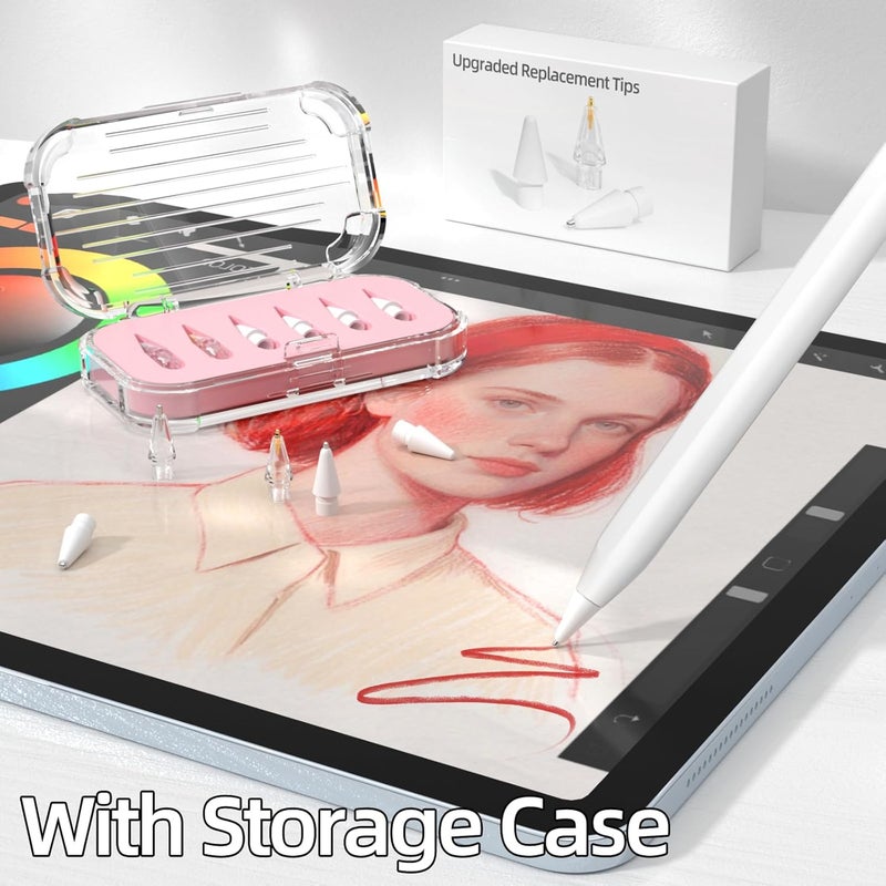 JOOSKO رؤوس بديلة مطورة لقلم أبل برو/USB-C/الجيل الثاني/الجيل الأول (مع علبة تخزين)، رؤوس معدنية مختلطة مقاومة للاهتراء لملحقات قلم آيباد (6 قطع، وردي) - Image 4